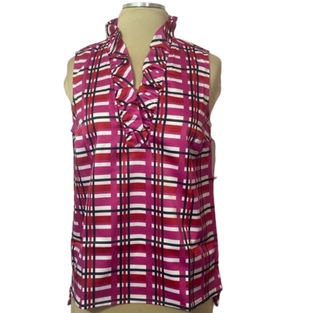 Gibson Pink Plaid Sleeveless Top